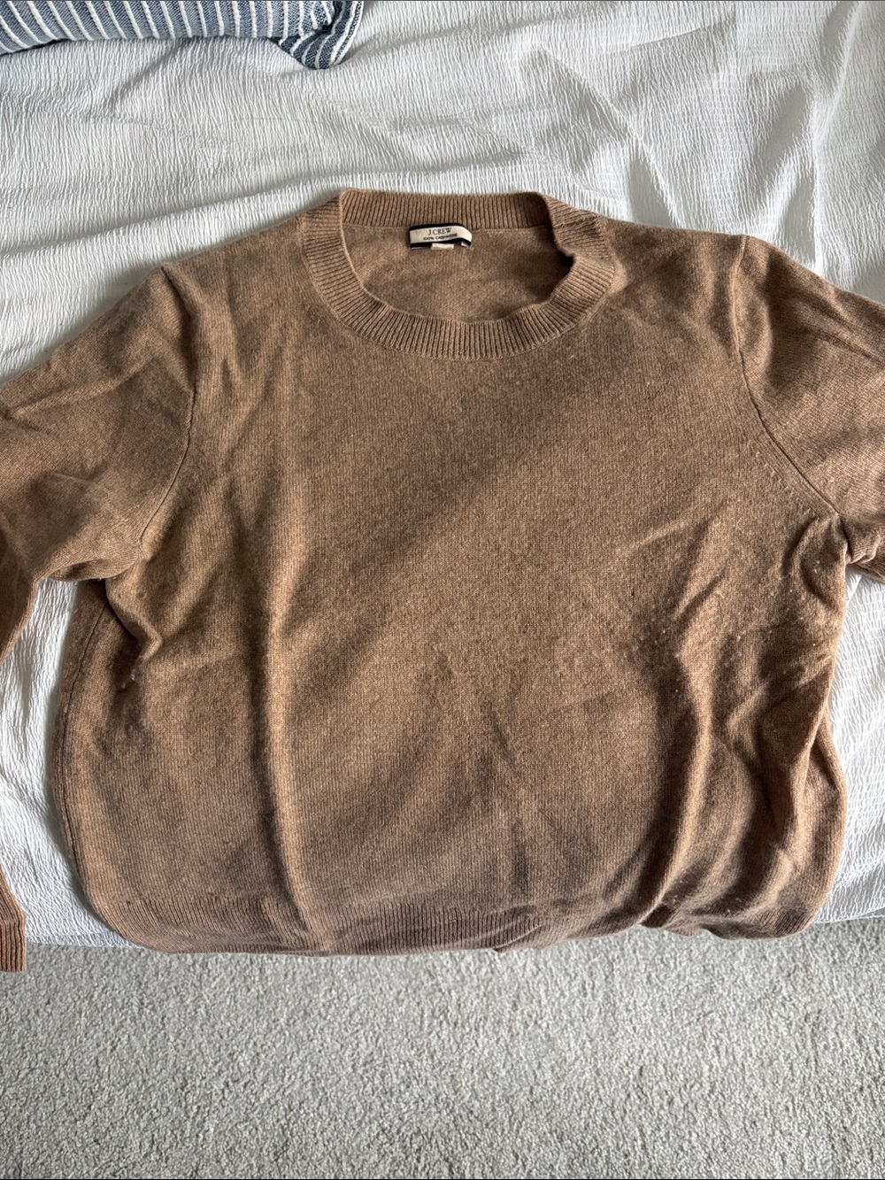 J. Crew Women’s Cashmere Crewneck Sweater in Warm Brown